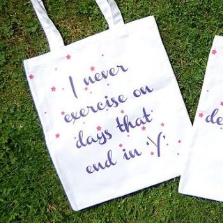 'exercise' tote bag by door 77
