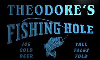 qx149 b Theodore's Fishing Hole Fly Game Room Beer Bar Neon Light Sign  