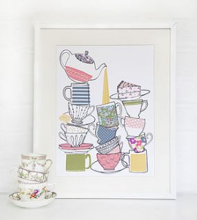 vintage style teacup print by stop the clock design