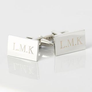 silver plated engraved cufflinks by suzy q