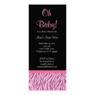 Pink and Black Zebra Print Baby Shower Invitations