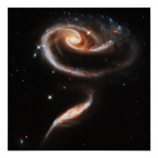Two Galaxies Interacting Galaxy Nebula Stars Sun Poster
