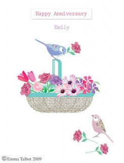 personalised valentines card birds and roses by the little brown rabbit