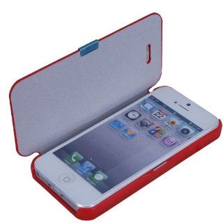 DHSHOP Red Skin Luxury Magnetic Flap Folio Pouch Case Cover for iPhone 5 Cell Phones & Accessories