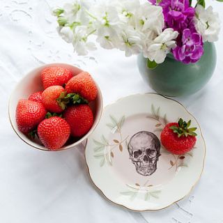 upcycled skull design side plate by melody rose
