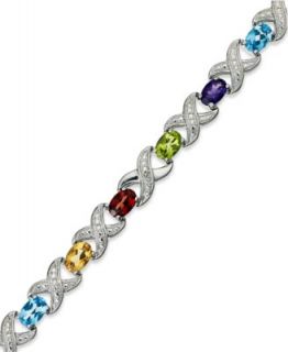 Platinum Over Sterling Silver Bracelet, Diamond Accent X Link Bracelet   Bracelets   Jewelry & Watches