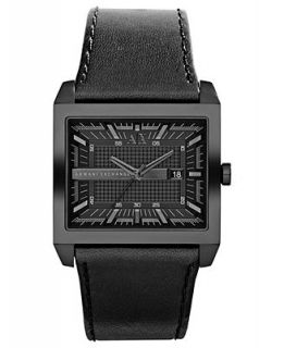 AX Armani Exchange Watch, Mens Black Leather Strap 36x43mm AX2205   Watches   Jewelry & Watches