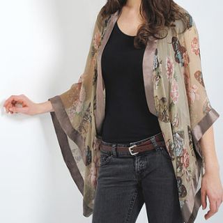 taupe butterfly georgette silk shrug by nancy mac