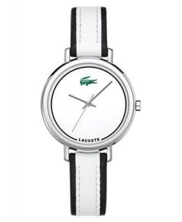 Lacoste Watch, Womens Black and White Leather Strap 2000501   Watches   Jewelry & Watches