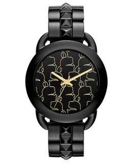 Karl Lagerfeld Womens Black Tone Stainless Steel Studded Bracelet Watch 40mm KL2205   Watches   Jewelry & Watches