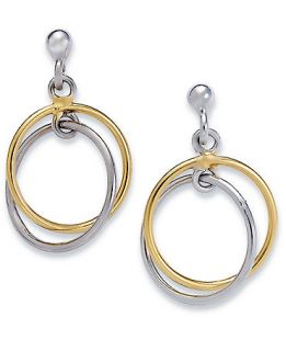 Giani Bernini Sterling Silver and 24k Gold over Sterling Silver Earrings, Double Drop Earrings   Earrings   Jewelry & Watches