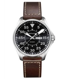 Hamilton Watch, Mens Swiss Automatic Khaki Officer Black Leather Strap 44mm H70615733   Watches   Jewelry & Watches