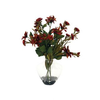 Straw and Dahlia Glass Vase Silk Arrangement Silk Plants