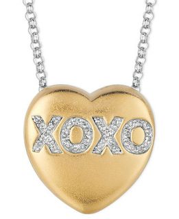 Sweethearts Diamond Necklace, 14k Gold over Sterling Silver Diamond XOXO Heart Pendant (1/10 ct. t.w.)   Necklaces   Jewelry & Watches