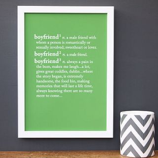 personalised boyfriend dictionary print by coconutgrass