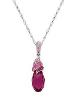 Kaleidoscope Sterling Silver Necklace, Fuchsia, Pink and White Swarovski Crystal Swirl Pendant (9 1/3 ct. t.w.)   Necklaces   Jewelry & Watches