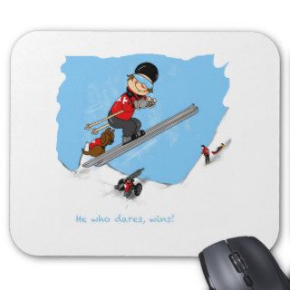 Funny Ski Patrol Cartoon Gifts, can personalise Mouse Pad