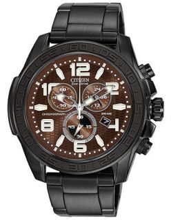 Citizen Mens Chronograph Drive from Citizen Eco Drive Black Ion Plated Stainless Steel Bracelet Watch 48mm AT2275 56X   Watches   Jewelry & Watches