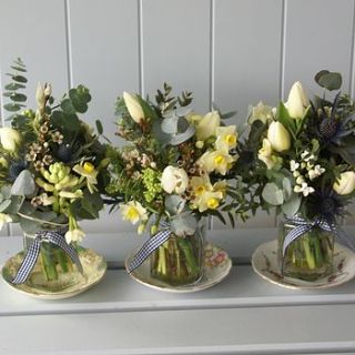 casablanca   jam jar posy trio's by the artisan dried flower company