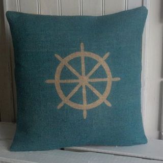 ' nautical ships wheel ' cushion by rustic country crafts