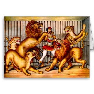 Vintage Circus Lion Tamer Card