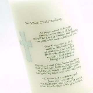 personalised christening candle by a touch of verse