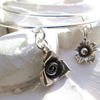 delicate sterling silver charm bangle by ava mae designs
