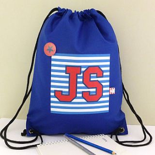boy's personalised college style waterproof kit bag by tillie mint