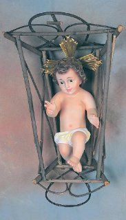Nativity Collection   Baby Jesus   12in.   In Wooden Crib   Glass Eyes   Individual Yard Nativity Figures