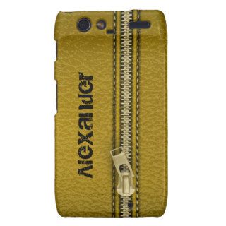 Olive green leather look with zipper custom droid RAZR case