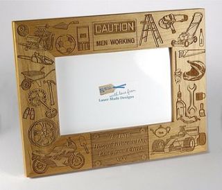 personalised wooden father's day frame by laser made designs
