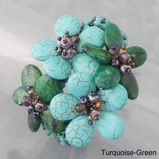 Gemstone Stone Floral Bouquet Cuff (Thailand) Bracelets