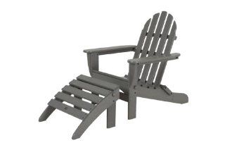 POLYWOOD PWS136 1 GY Classic 2 Piece Adirondack Chair Set, Slate Grey  Patio, Lawn & Garden