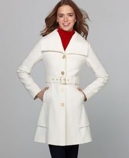 GUESS? Coat, Belted Wool Blend Button Front   Coats   Women