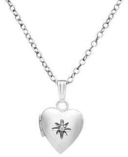 Childrens Sterling Silver Necklace, Diamond Accent Heart Locket   Necklaces   Jewelry & Watches