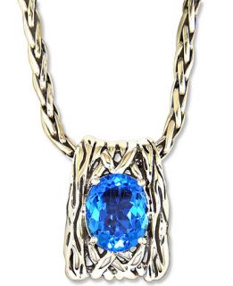 Balissima by EFFY Blue Topaz Oval Weave Pendant (6 ct. t.w.) in Sterling Silver   Jewelry & Watches