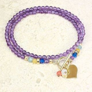amethyst wrap bracelet with initial by lisa angel