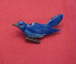 vintage enamel blue bird brooch by maison ami