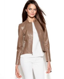 MICHAEL Michael Kors Petite Quilted Detail Leather Motorcycle Jacket   Jackets & Blazers   Women