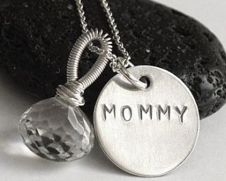 mommy necklace in silver with quartz gemstone by prisha jewels