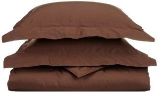 HN International Group Perthsire 600 Thread Count Solid Duvet Set with Cover and 2 Shams, Full/Queen, Chocolate   Pillowcase And Sheet Sets