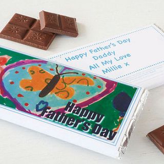 personalised child's drawing chocolate bar by tailored chocolates and gifts