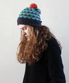 knitted lambswool scallop bobble hat by sally nencini
