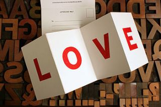 'love' folding letter card by harrington&squires