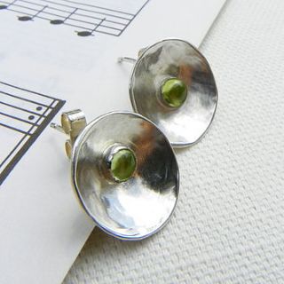 silver gemstone acorn cup earrings by eliza and lil jewellery