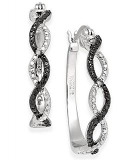 Victoria Townsend Sterling Silver Earrings, Black and White Diamond Accent Infinity Hoop Earrings   Earrings   Jewelry & Watches