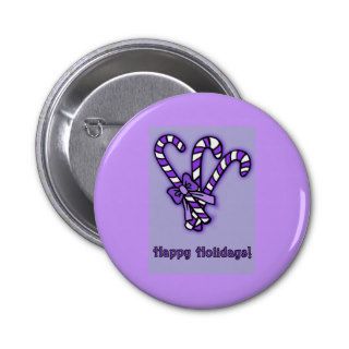 Happy Holidays Purple Candy Canes Pin