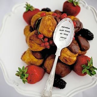 'calories' silver plated vintage spoon by la de da living