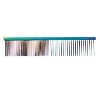 Master Grooming Tools Steel Pet Rainbow Greyhound Comb, Face and Finishing, 4 1/2 Inch  Greyhound Comb Medium Fine 