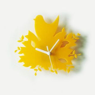 bird in a nest wall clock by flaming imp